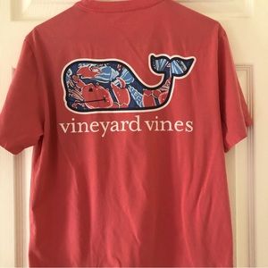 Vineyard Vines Pink Lobster Whale Tee Shirt